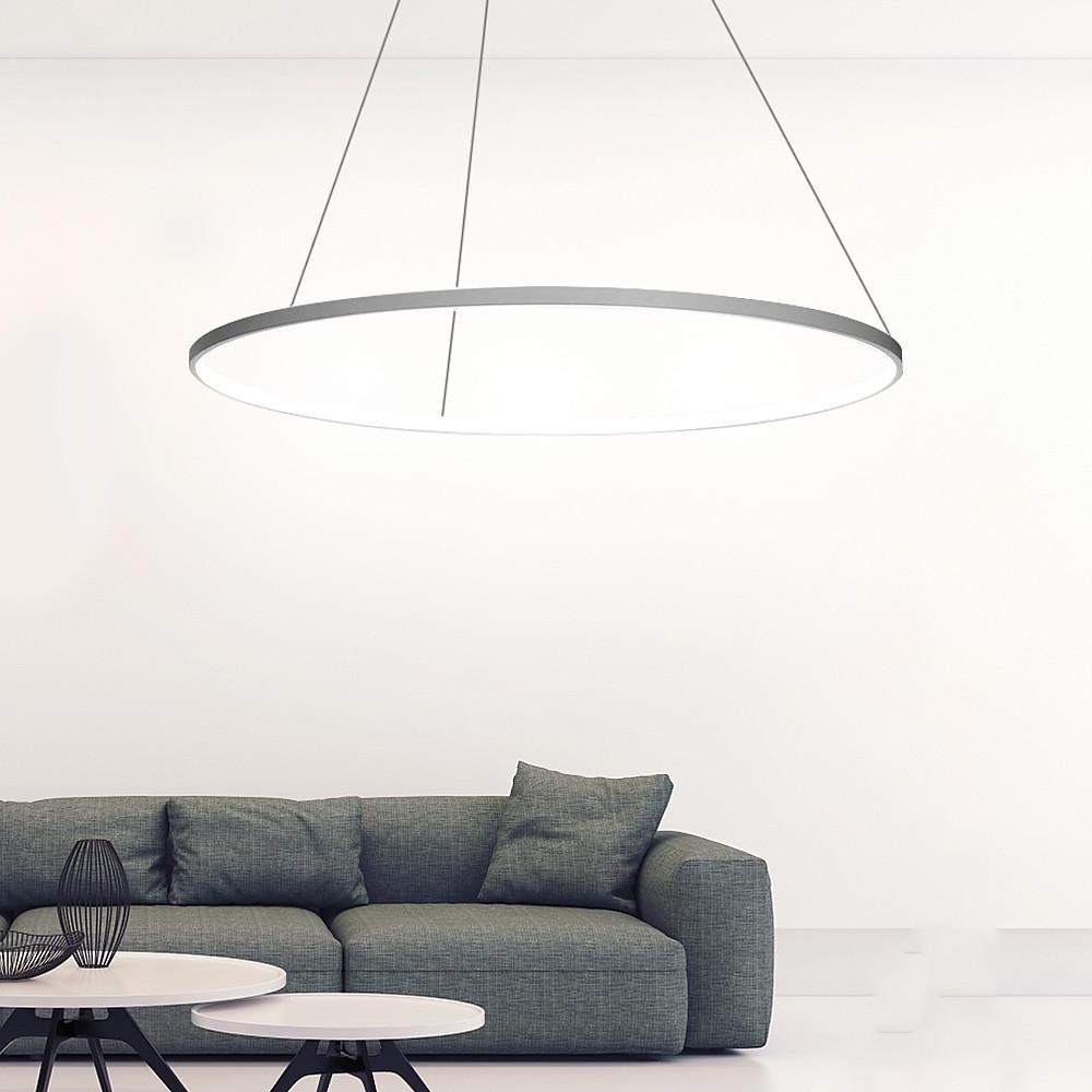 Sleek Black LED Ring Chandelier Fixture in Durable Aluminum for Modern Spaces