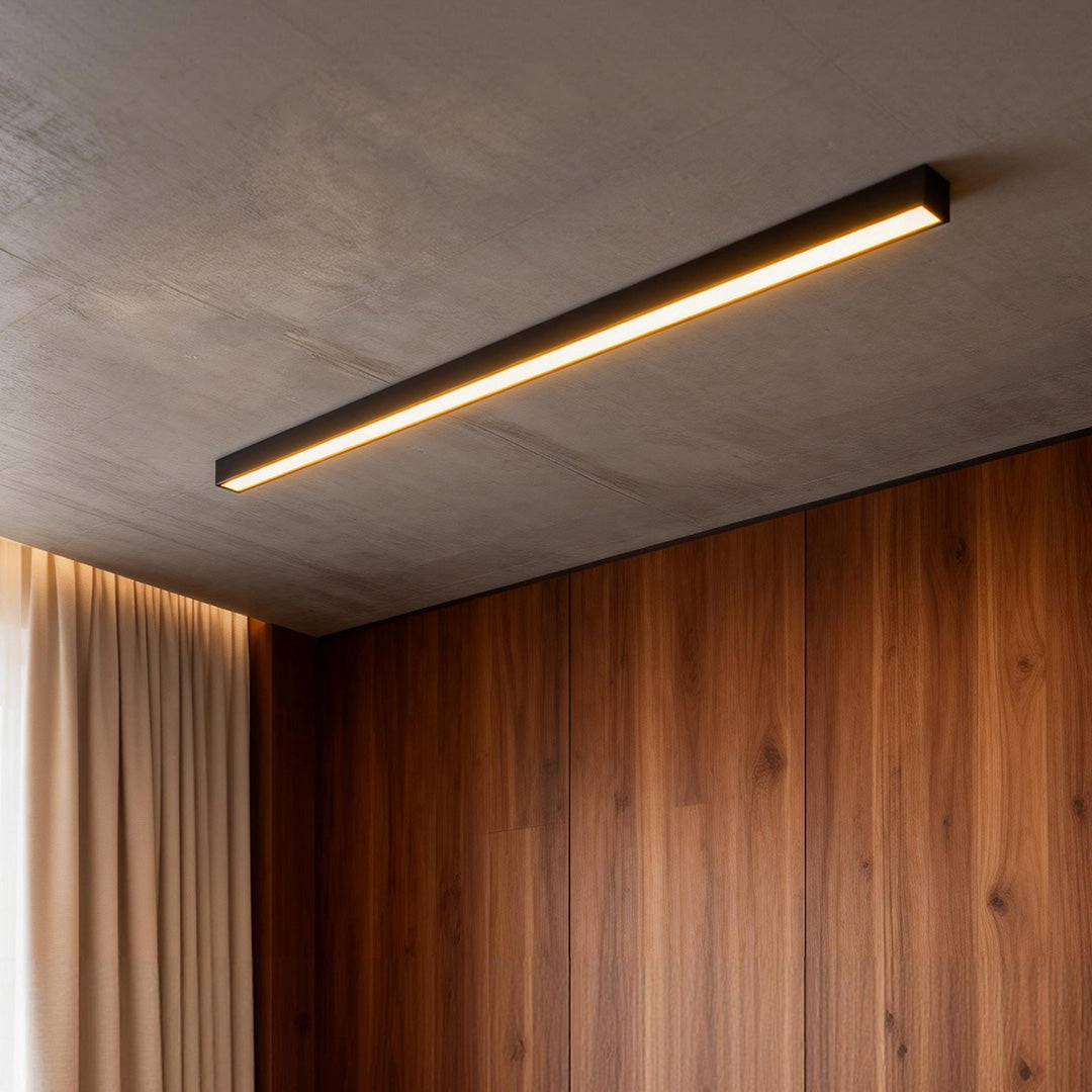 Sleek Black Linear LED Ceiling Light Fixture for Modern Living Spaces