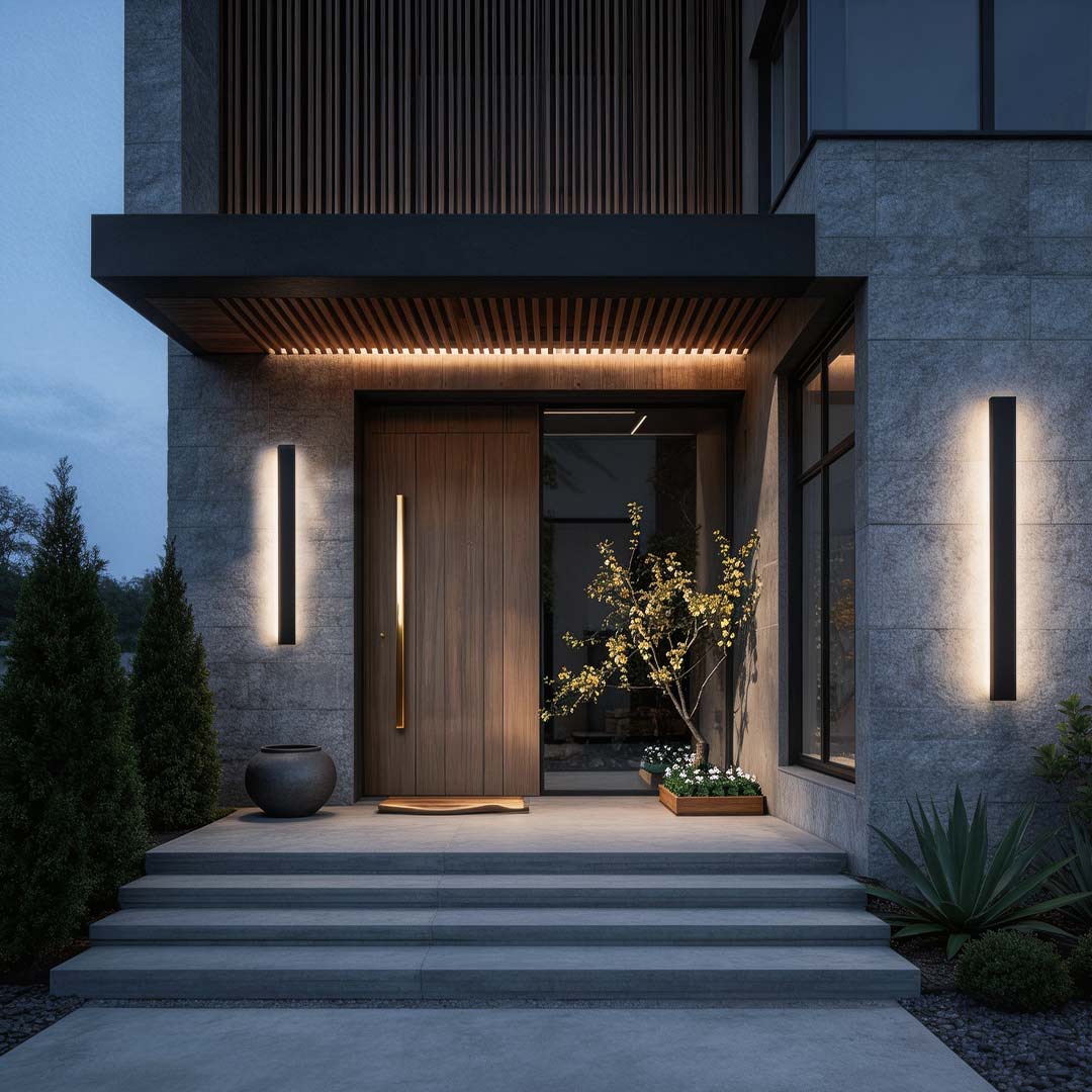 Waterproof Black Metal Linear LED Wall Sconce for Modern Outdoor Spaces
