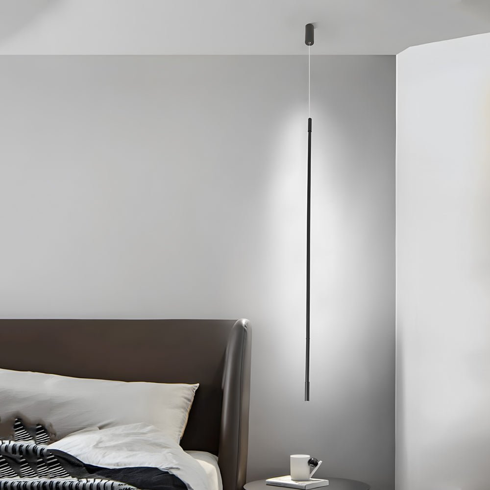 Sleek Black Vertical Linear LED Pendant Light for Modern Home Décor