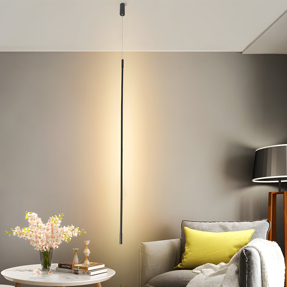 Sleek Black Vertical Linear LED Pendant Light for Modern Home Décor