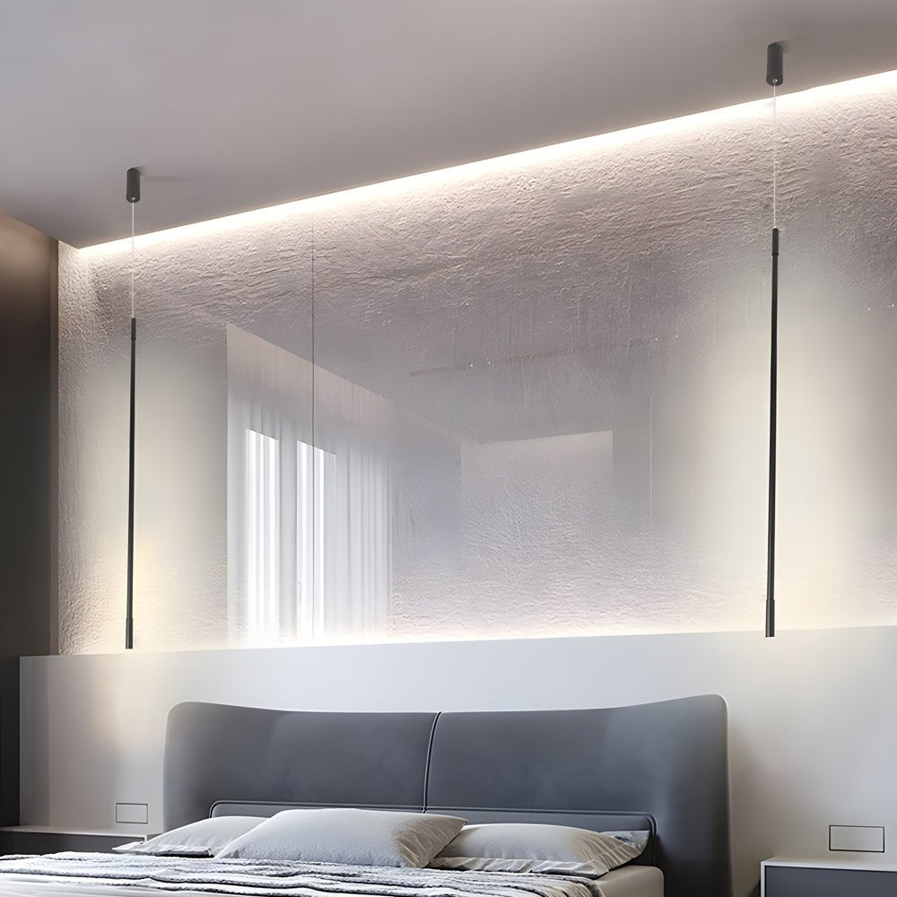 Sleek Black Vertical Linear LED Pendant Light for Modern Home Décor