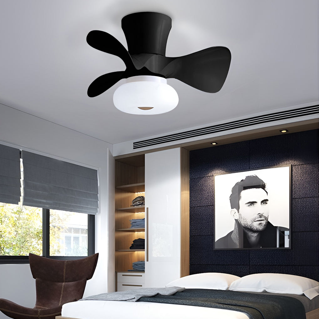Modern White Macaron LED Ceiling Fan with Light for Living Room Decor