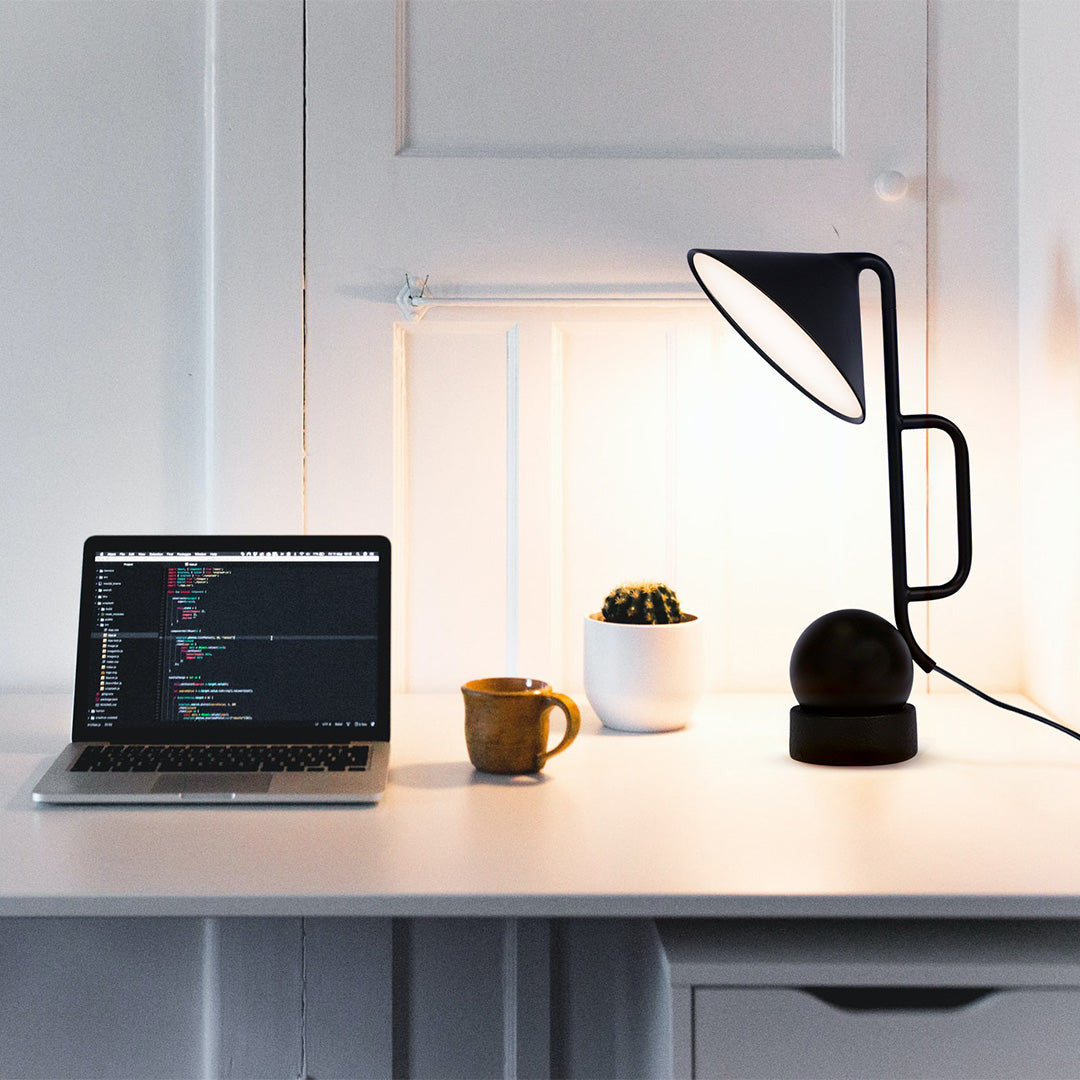 Industrial Black Metal LED Desk Lamp for Home Office or Study Room