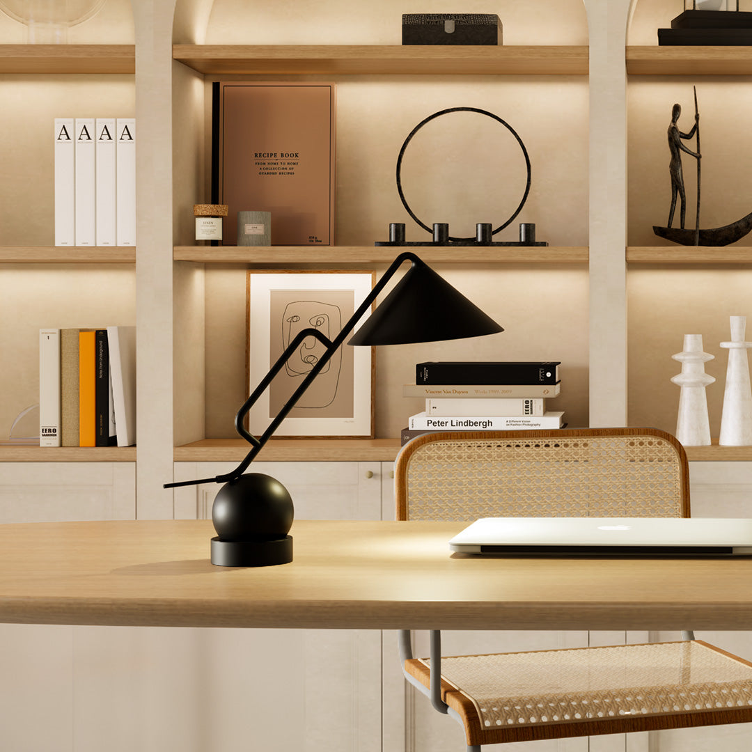 Industrial Black Metal LED Desk Lamp for Home Office and Study Room