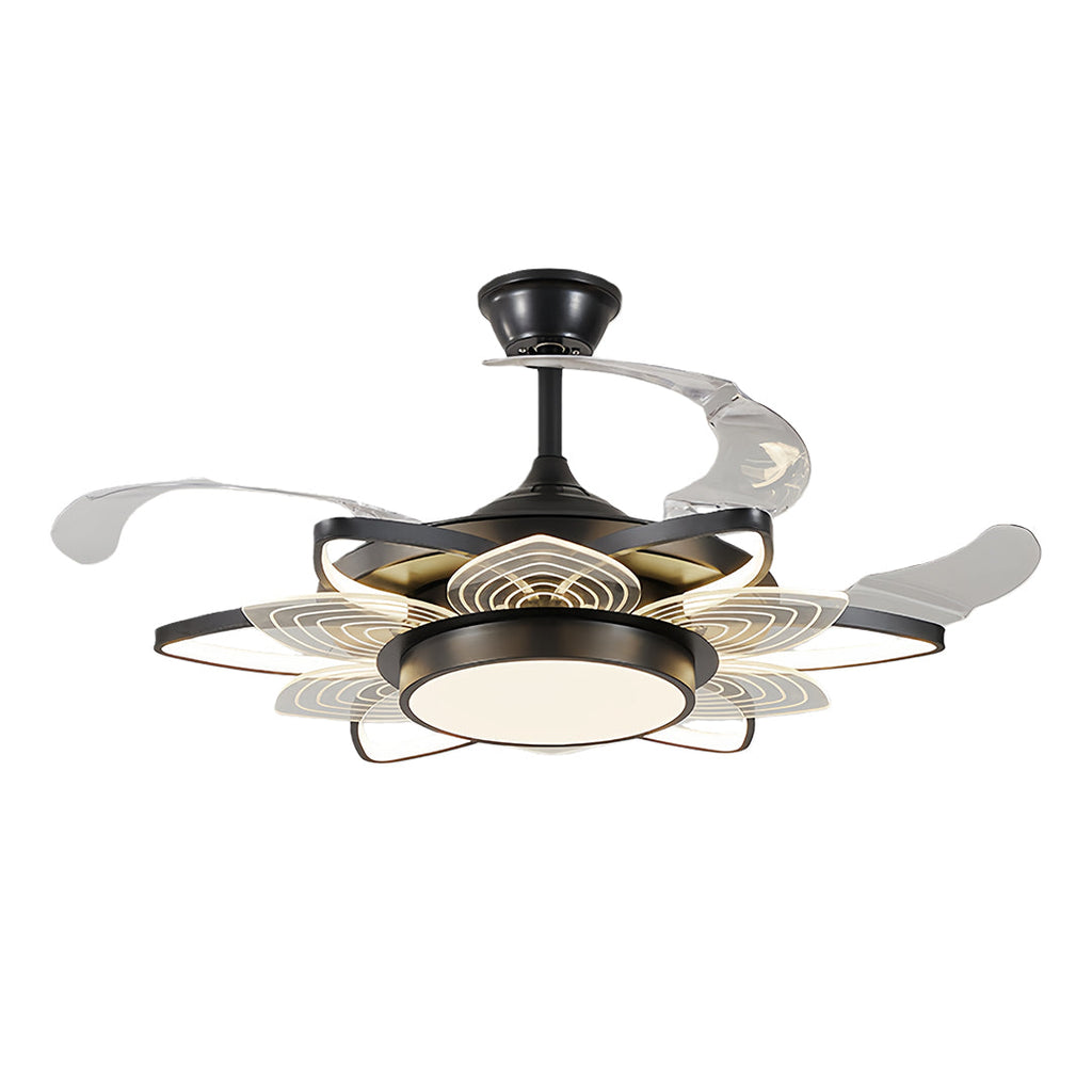 Black Minimalist Iron Ceiling Fan with Light for Modern Home Decor