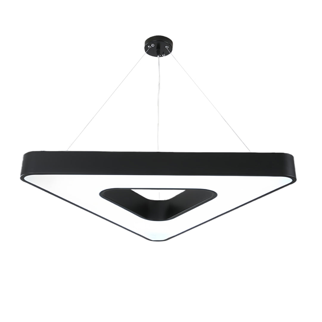 Sleek Black Triangular LED Chandelier for Modern Living Room Decor