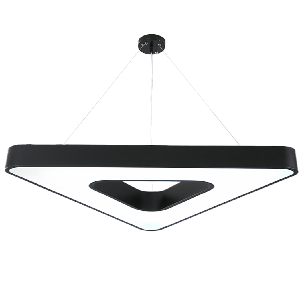 Sleek Black Triangular LED Chandelier for Modern Living Room Decor