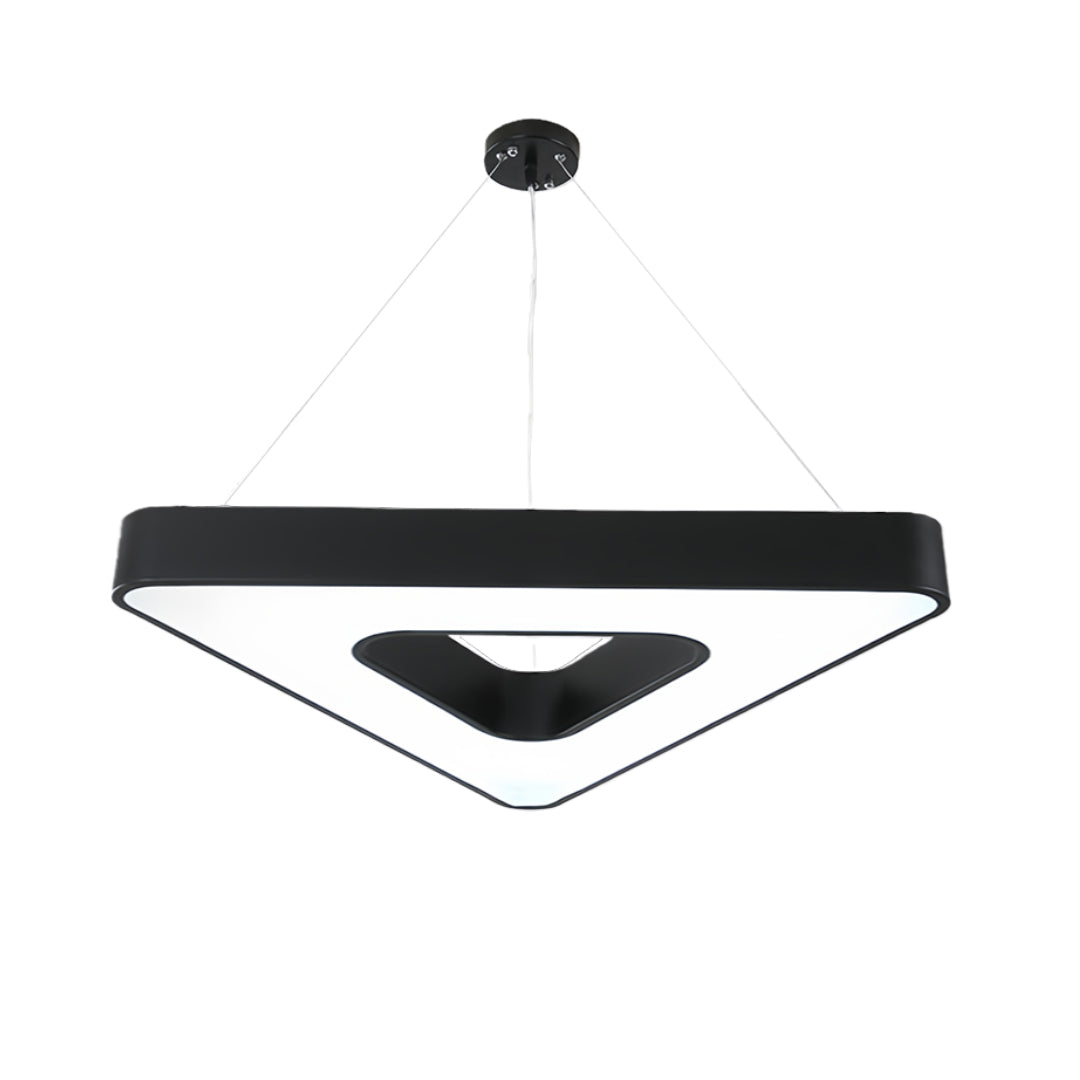 Sleek Black Triangular LED Chandelier for Modern Living Room Decor