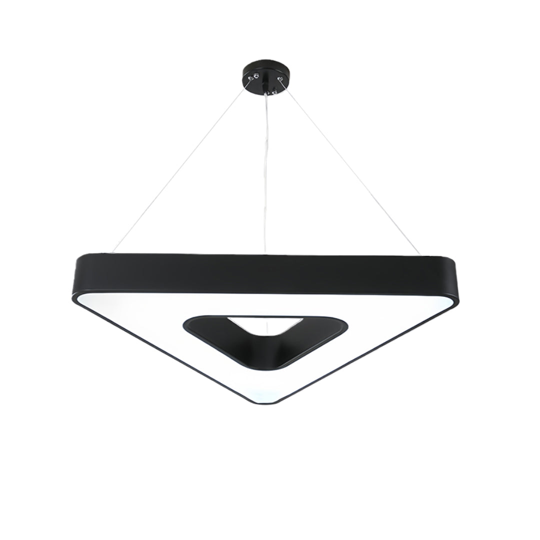 Sleek Black Triangular LED Chandelier for Modern Living Room Decor