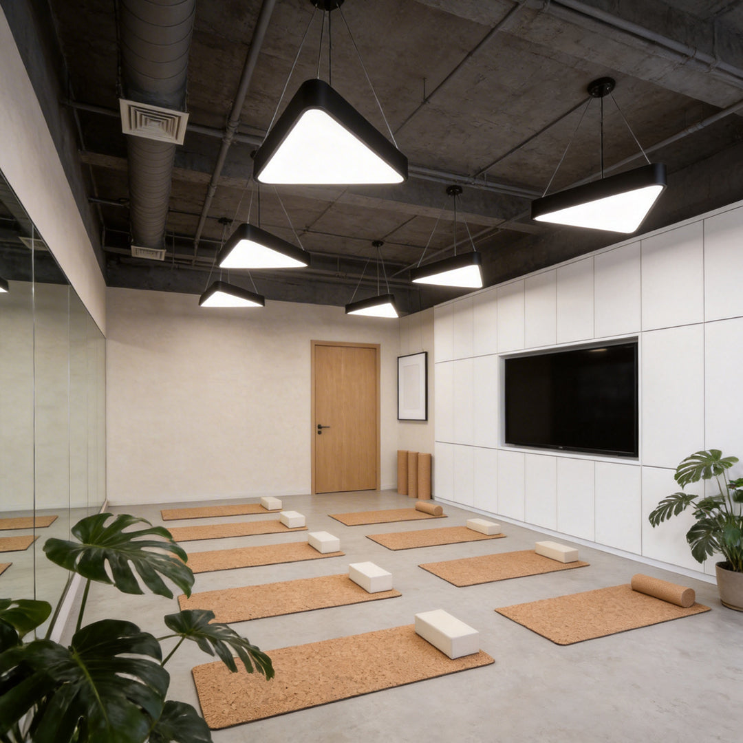 Sleek Black Triangular LED Chandelier for Modern Living Room Decor