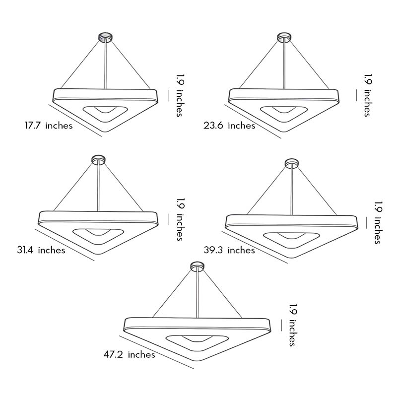 Sleek Black Triangular LED Chandelier for Modern Living Room Decor