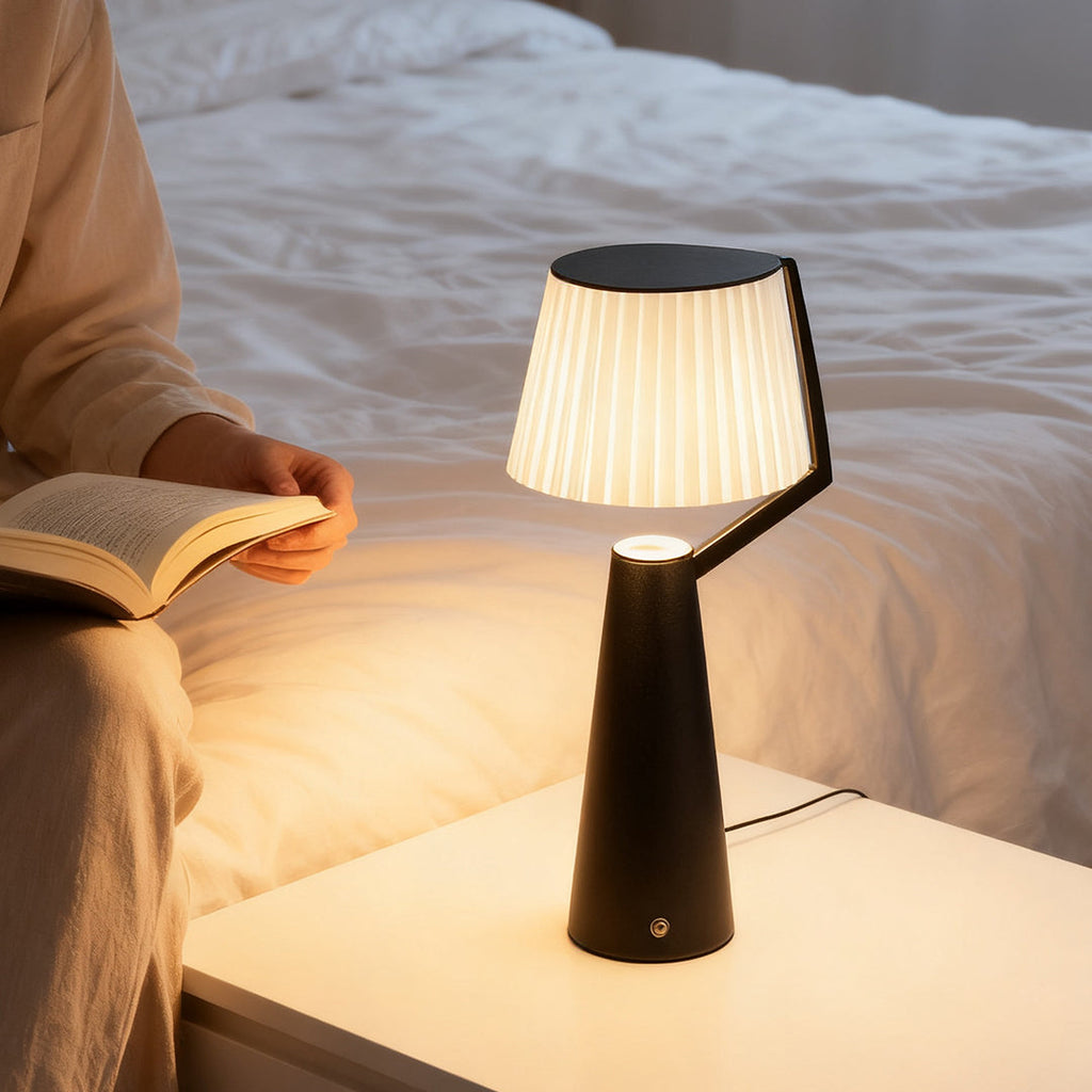 Minimalist Scandinavian Wood Table Lamp for Nightstand or Living Room