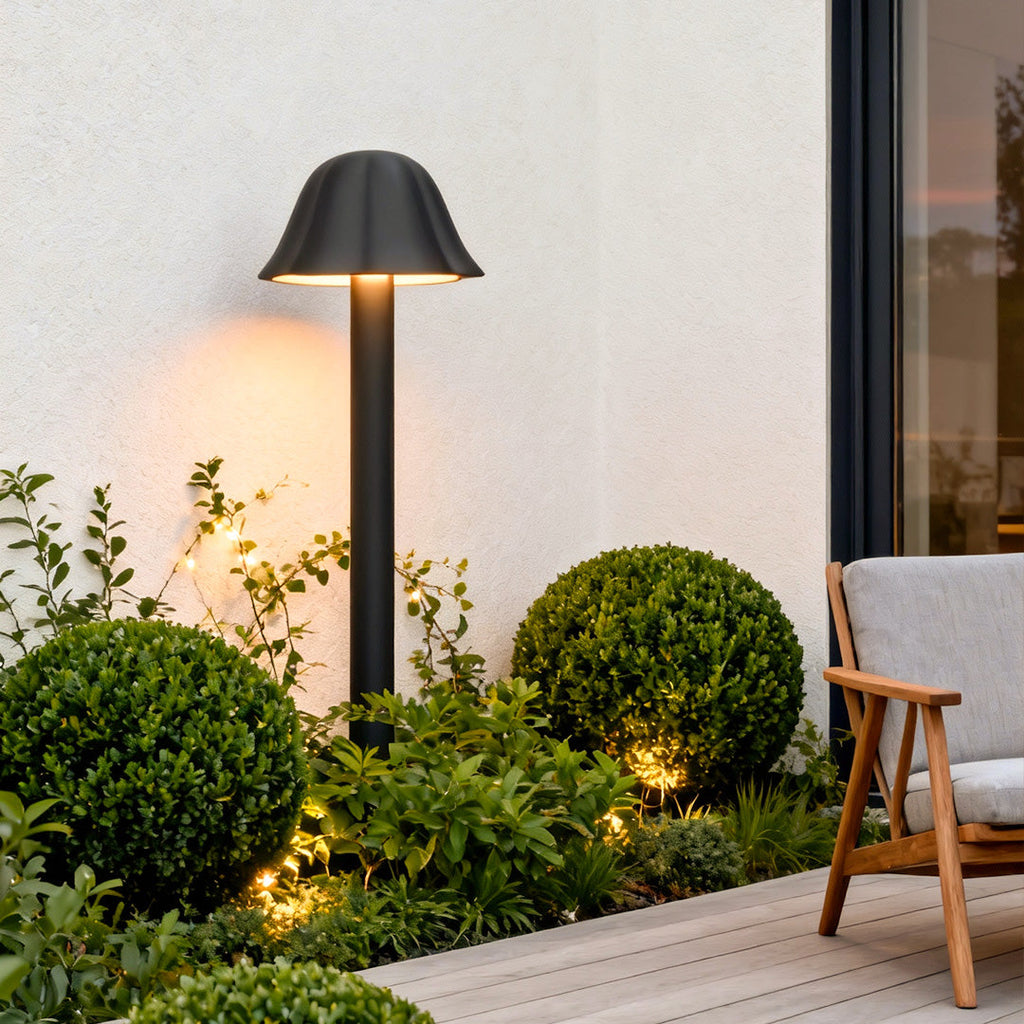 Elegant Black Mushroom Outdoor Path Light for Courtyard Landscaping