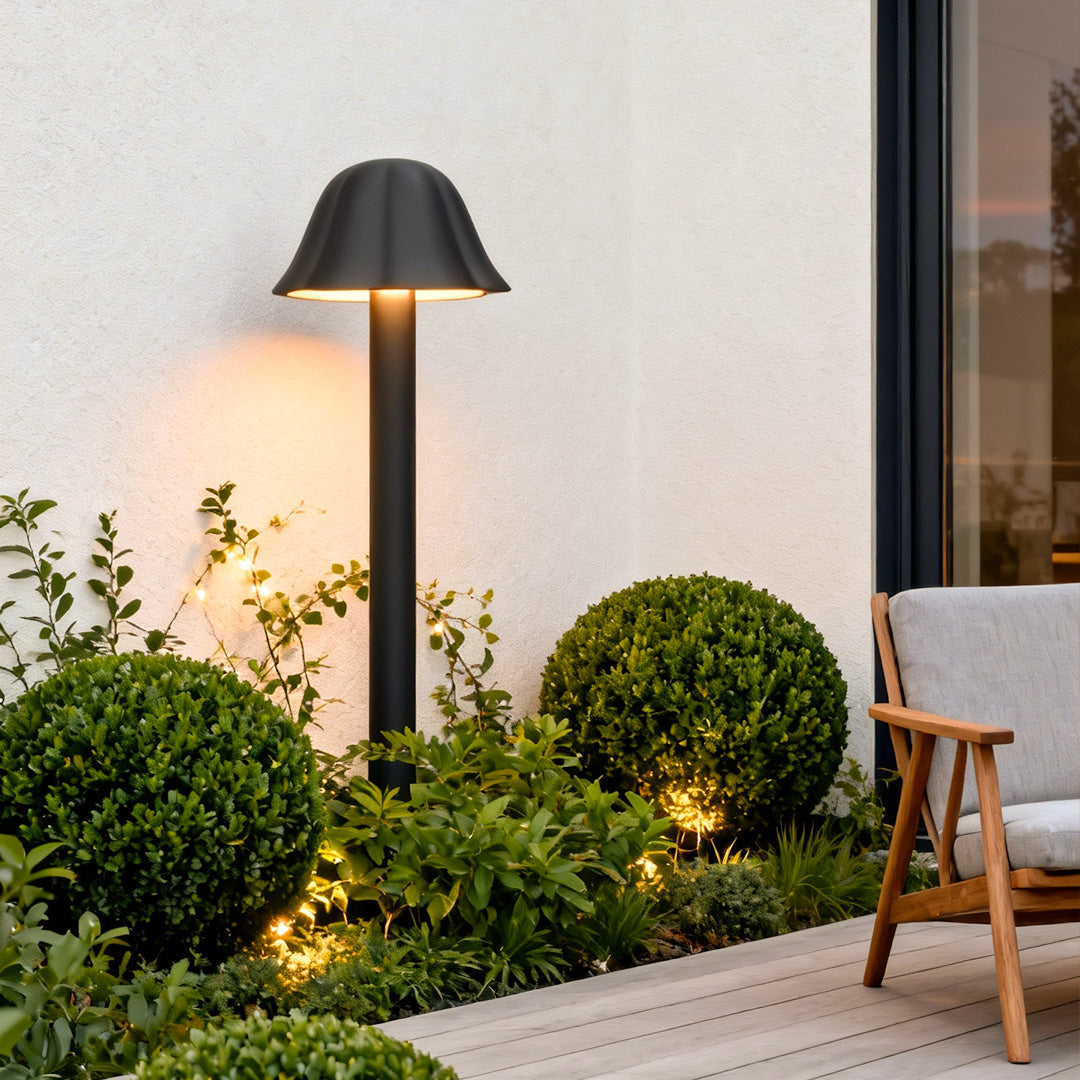 Elegant Black Mushroom Outdoor Path Light for Courtyard Landscaping