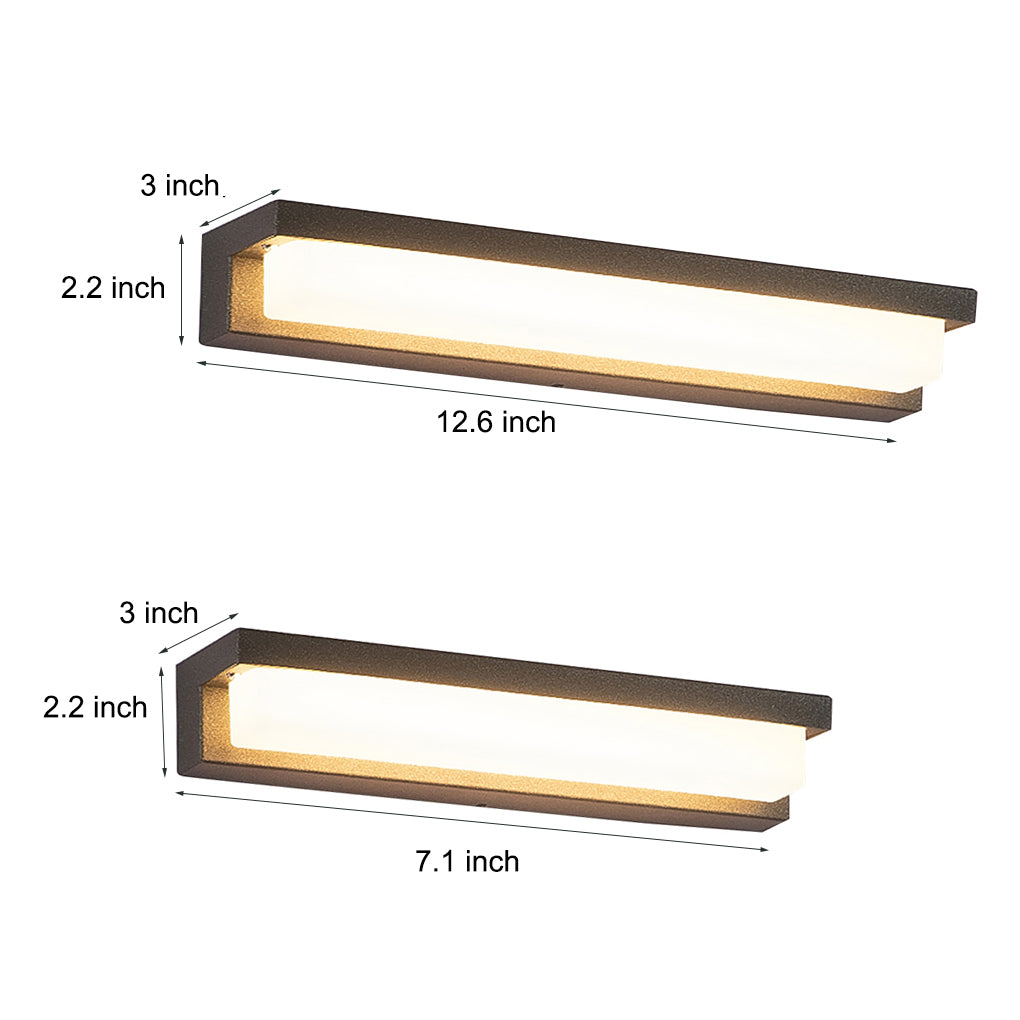 Black Rectangular Waterproof Outdoor Porch Light Fixture for Entryways
