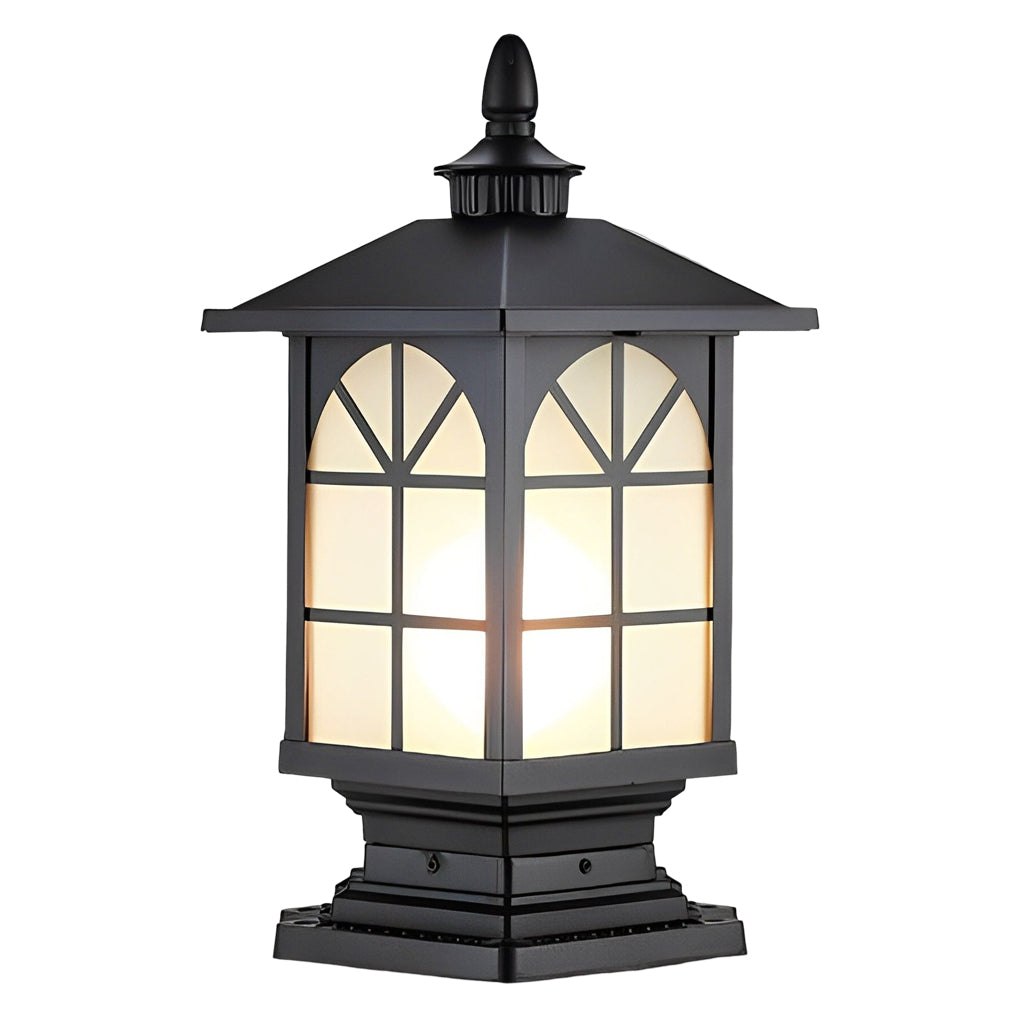 Retro Waterproof Outdoor Street Light Pillar in Black Metal for Patios