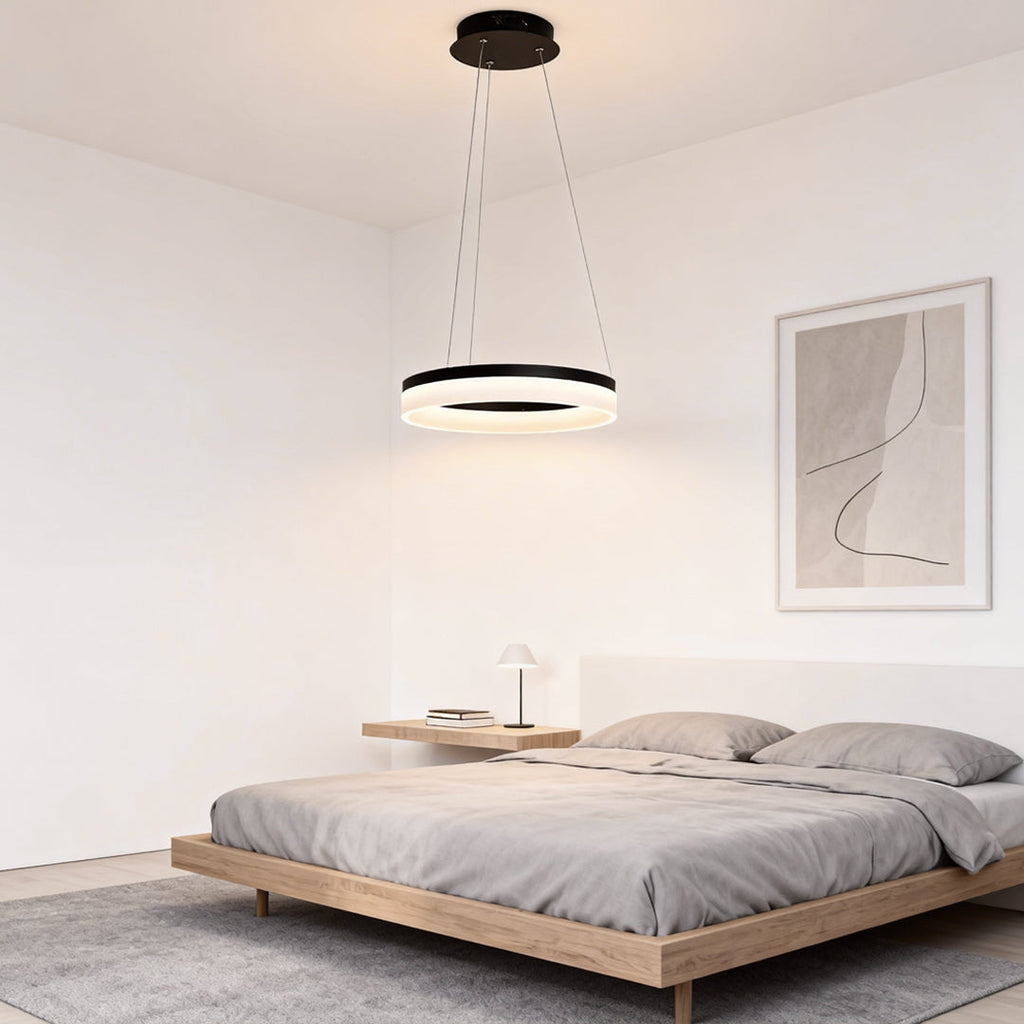 Sleek Black Aluminum LED Pendant Light Fixture for Modern Home Décor