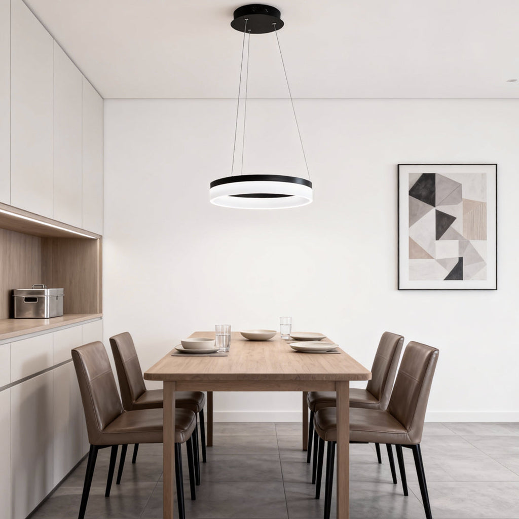 Sleek Black Aluminum LED Pendant Light Fixture for Modern Home Décor