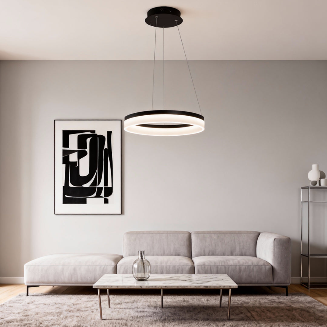 Sleek Black Aluminum LED Pendant Light Fixture for Modern Home Décor