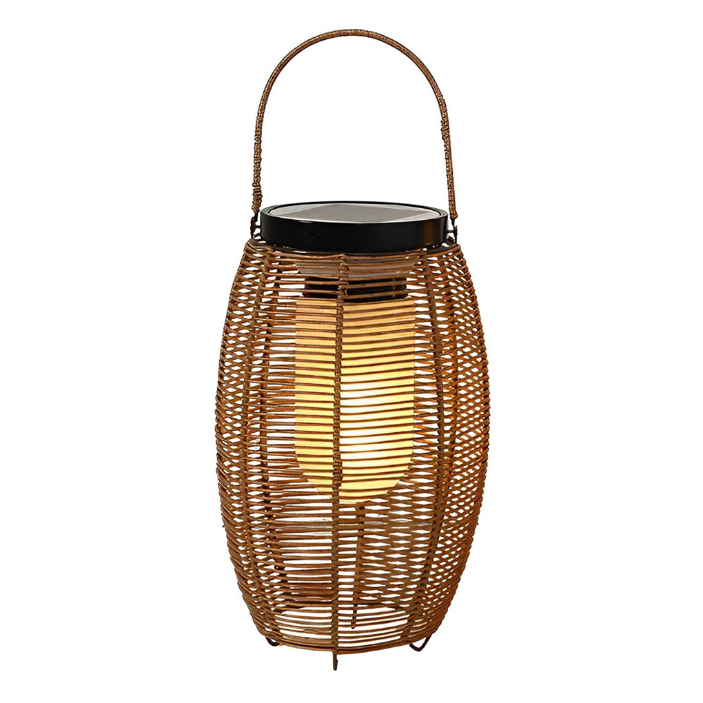 Rustic Brown Waterproof Solar LED Rattan Lanterns for Outdoor Decor