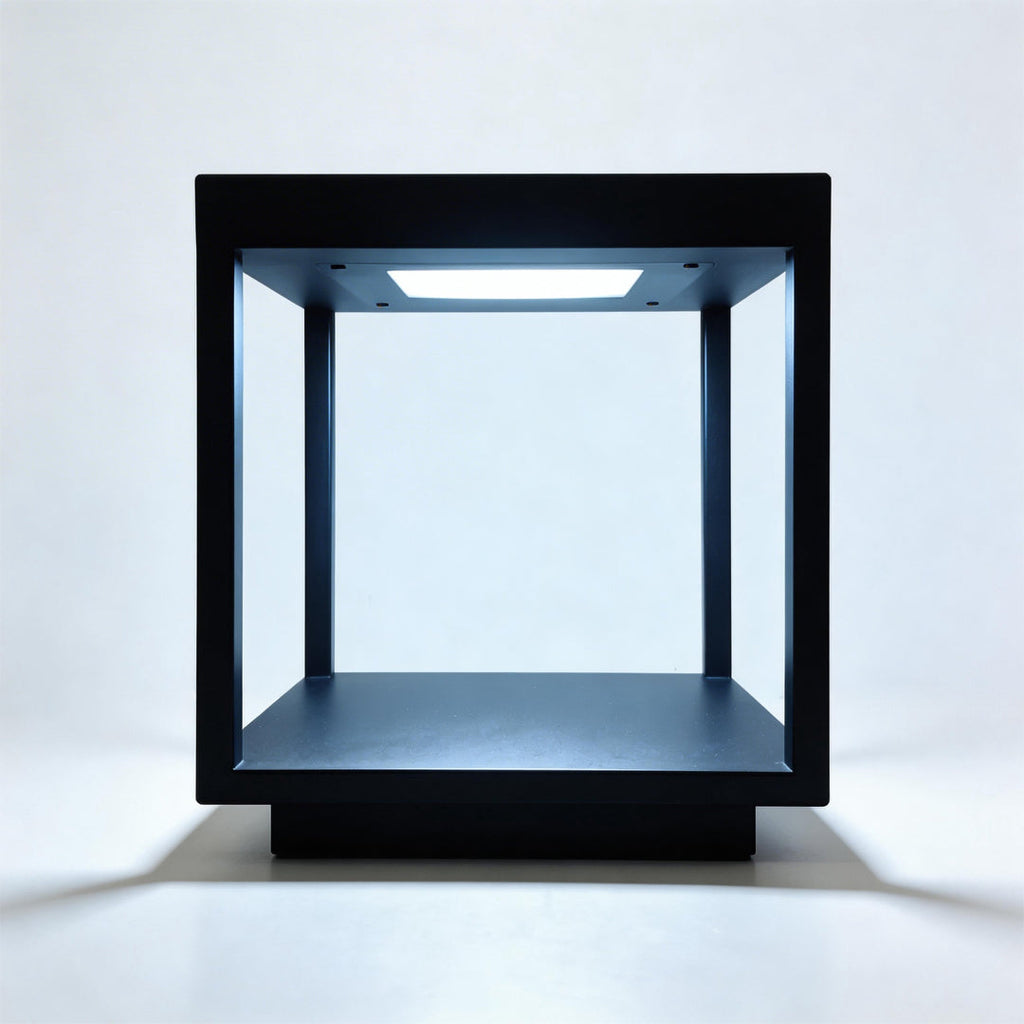 Modern Open-Frame Square Concrete LED Pillar Light for Outdoor Spaces
