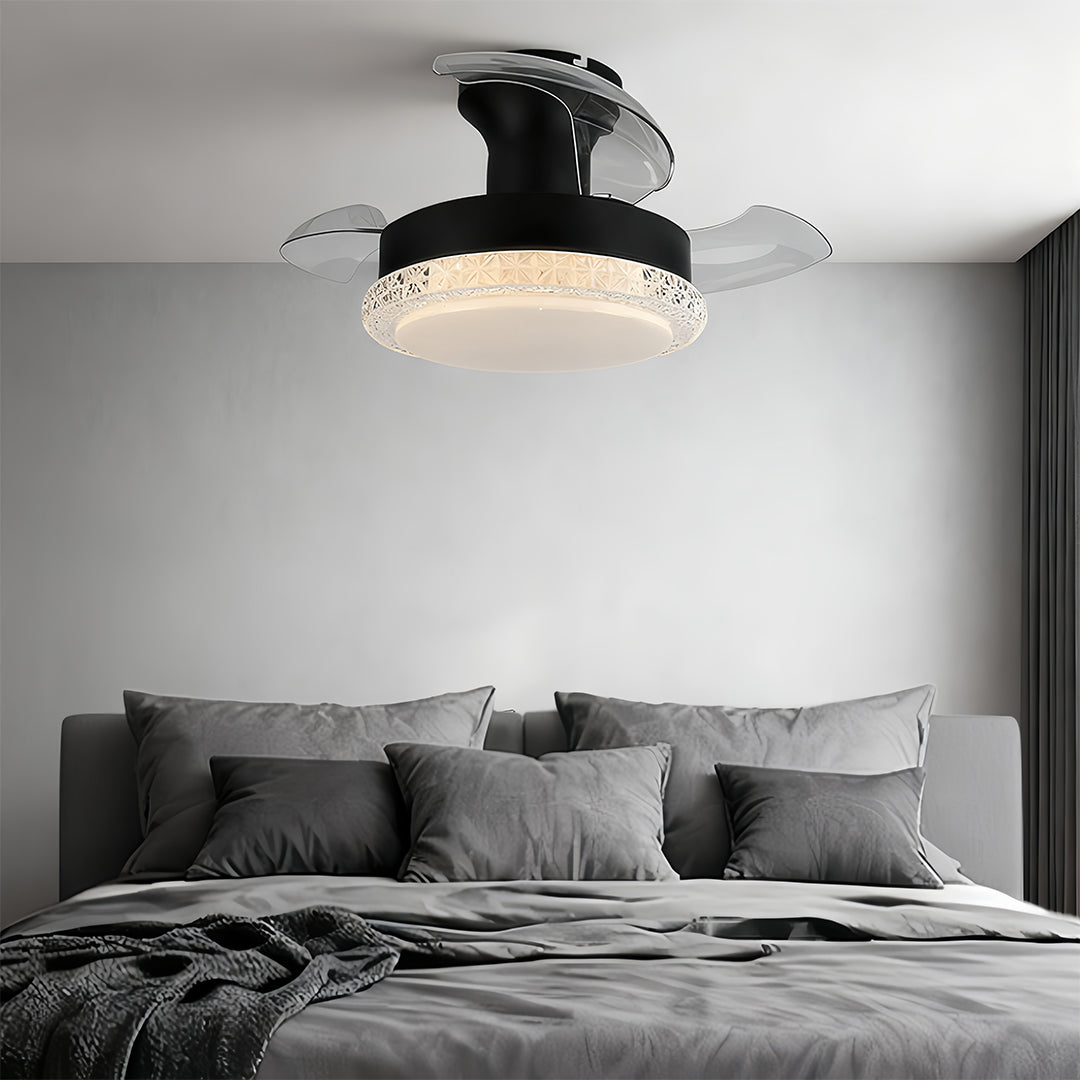 Contemporary White Flush Mount Ceiling Fan with Light for Bedrooms