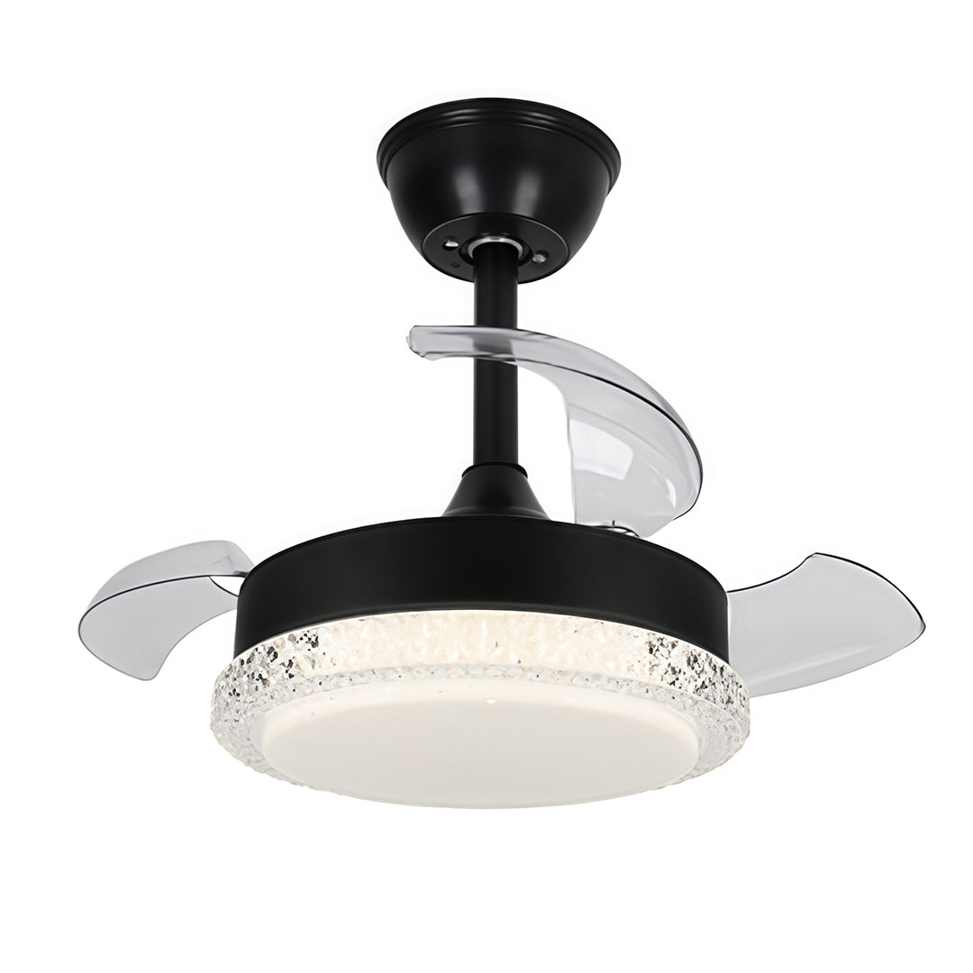 Contemporary White Flush Mount Ceiling Fan with Light for Bedrooms