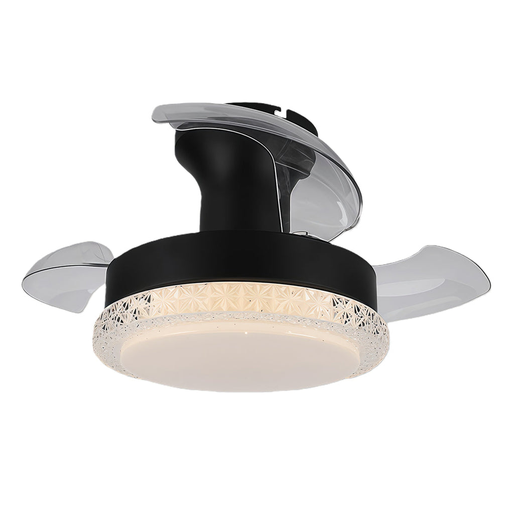 Contemporary White Flush Mount Ceiling Fan with Light for Bedrooms