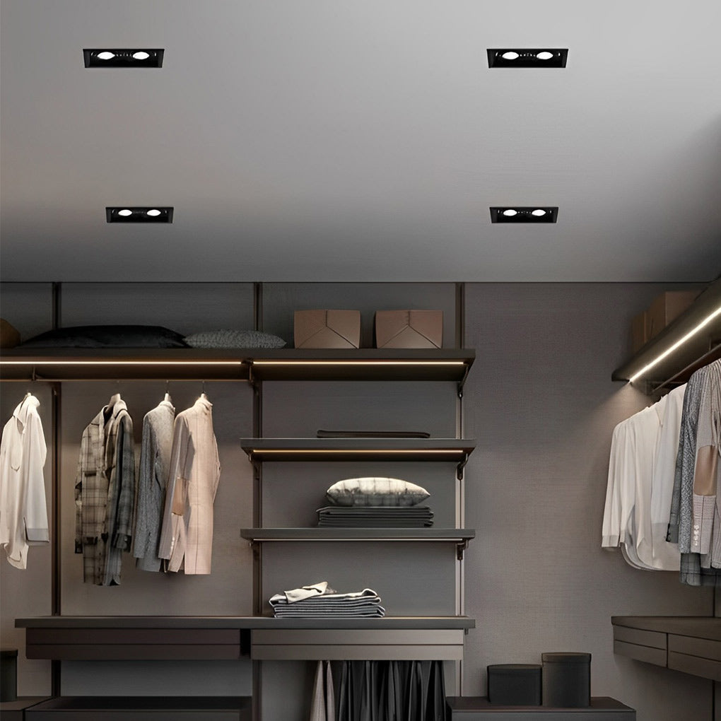 Modern Adjustable Rectangular Recessed Spotlight Fixture for Ceiling Lighting