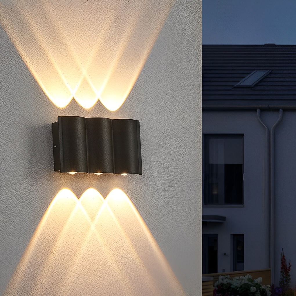 Modern Aluminum Wave-Shaped LED Outdoor Wall Light for Patio & Garden