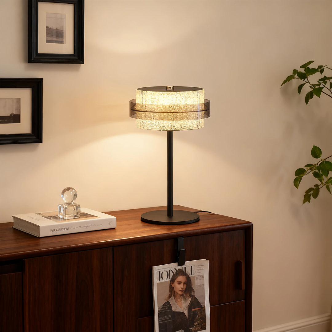 Rustic Vintage Iron Frame Table Lamp with Warm Light Shade for Bedroom