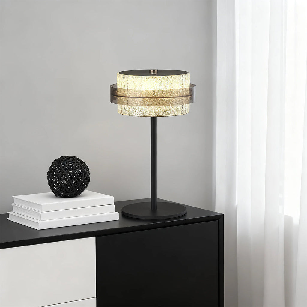 Rustic Vintage Iron Frame Table Lamp with Warm Light Shade for Bedroom