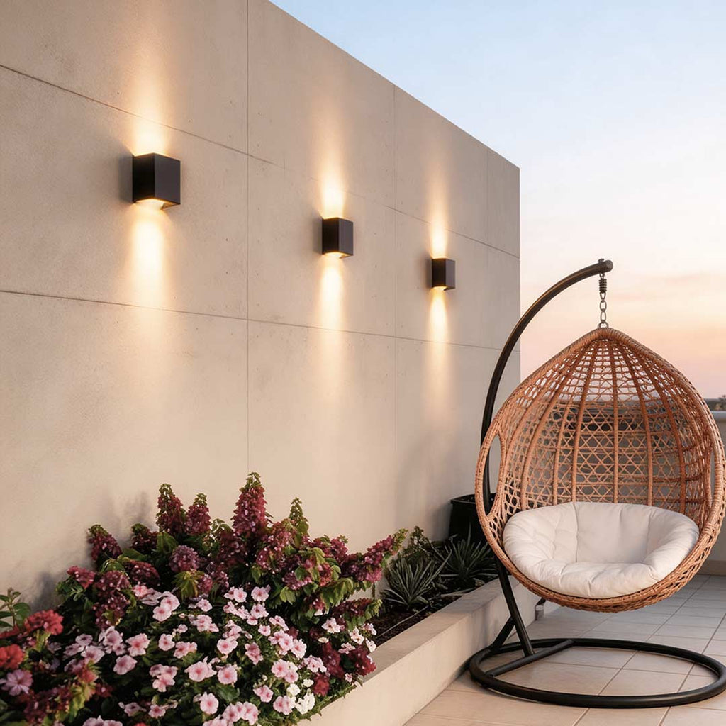 Modern Black LED Wall Sconce - Up and Down Outdoor Light Fixture