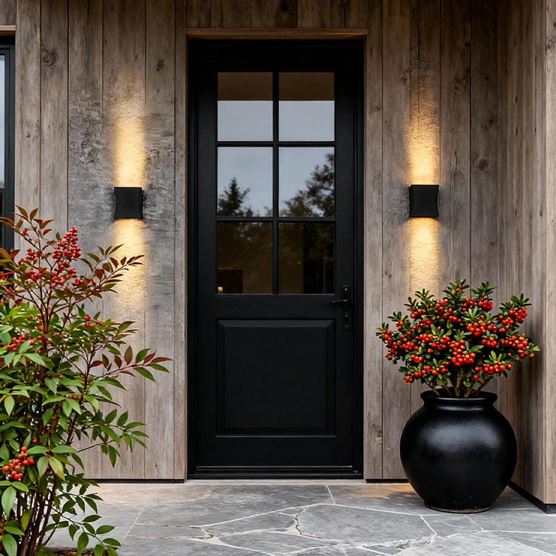 Modern Black LED Wall Sconce - Up and Down Outdoor Light Fixture