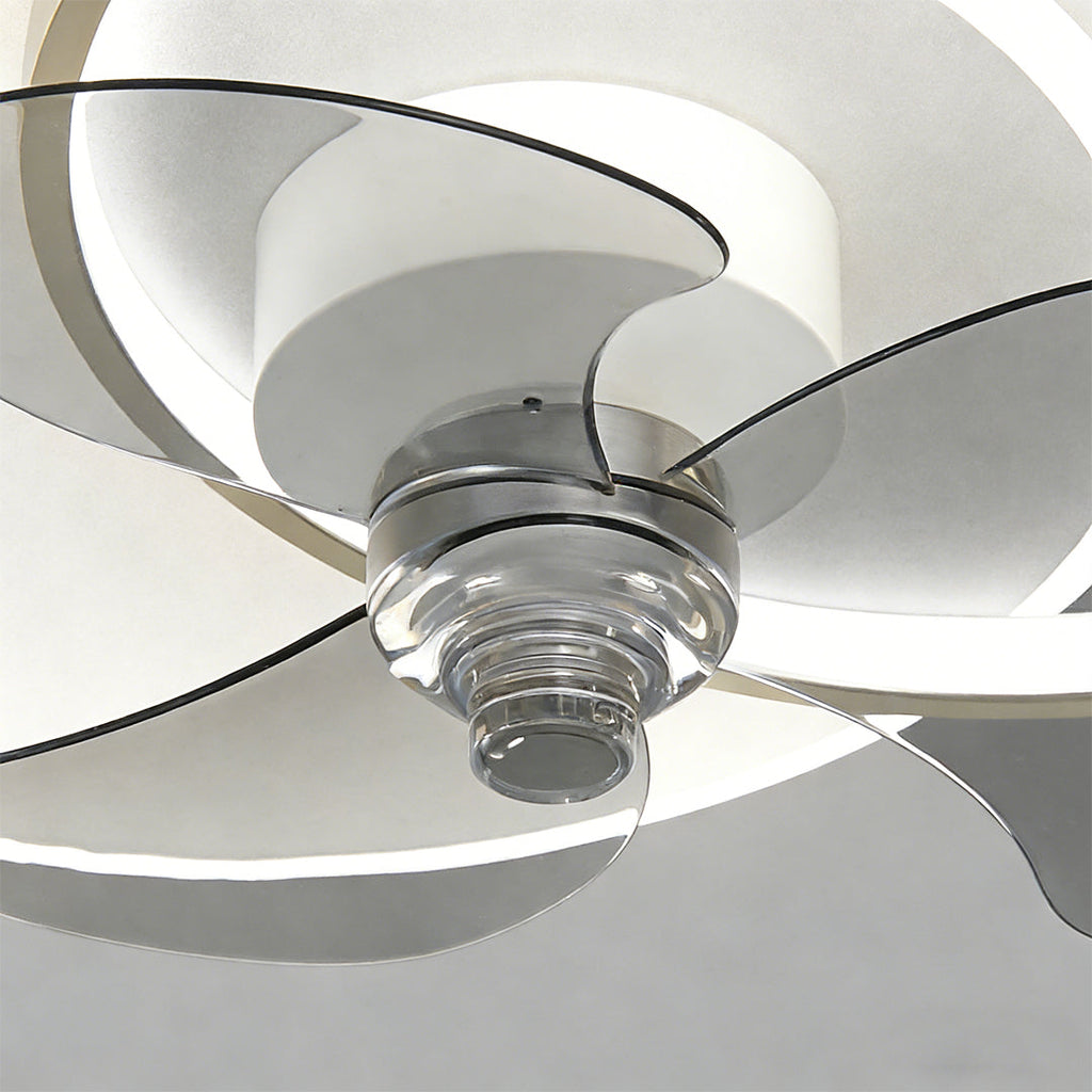 Modern Black and White Metal Ceiling Fan with Lights for Living Room
