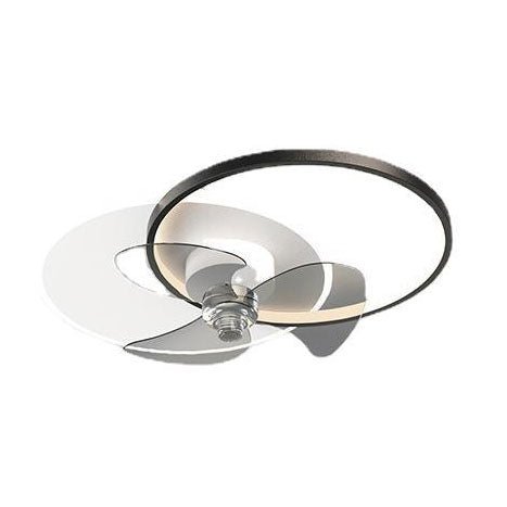 Modern Black and White Metal Ceiling Fan with Lights for Living Room