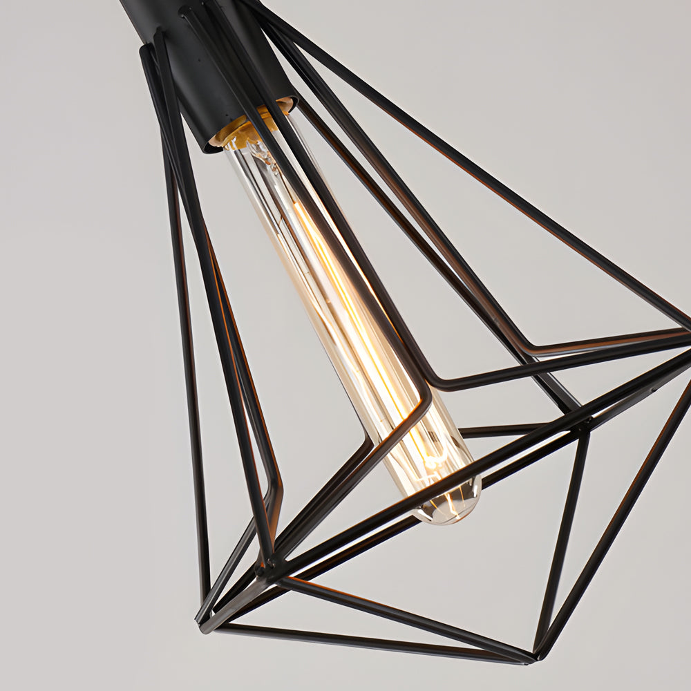 Vintage Black Wire Geometric Pendant Light for Dining Room or Kitchen