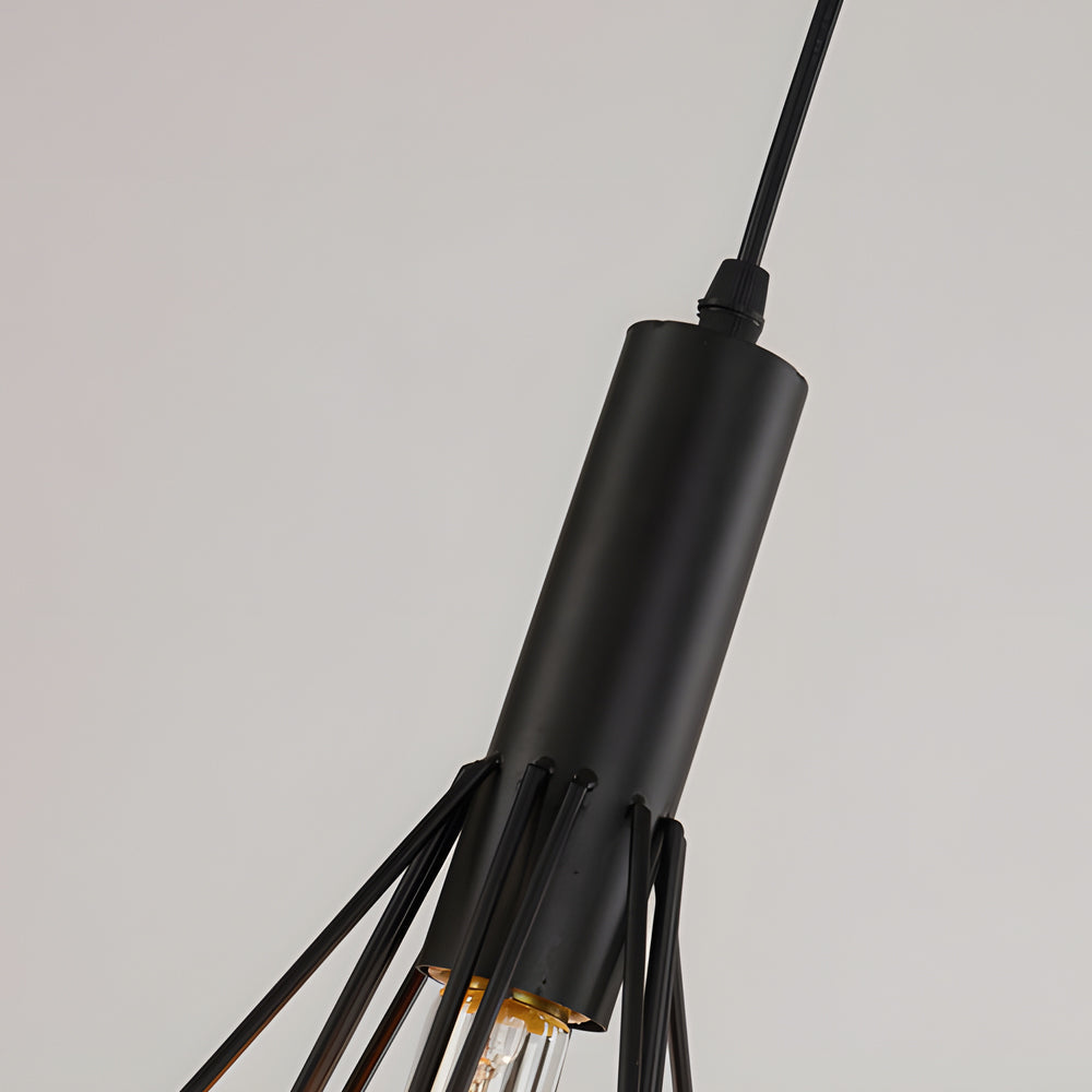 Vintage Black Wire Geometric Pendant Light for Dining Room or Kitchen