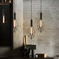 Vintage Black Wire Geometric Pendant Light for Dining Room or Kitchen