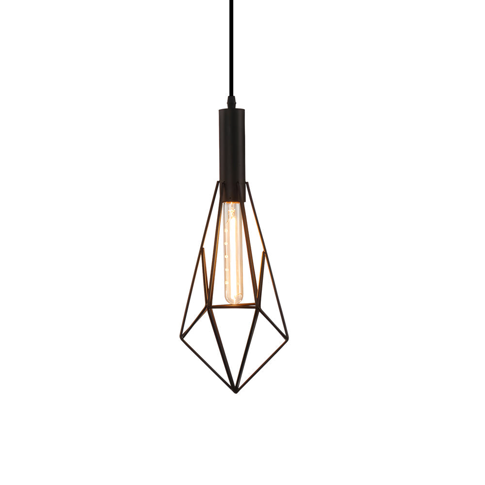 Vintage Black Wire Geometric Pendant Light for Dining Room or Kitchen