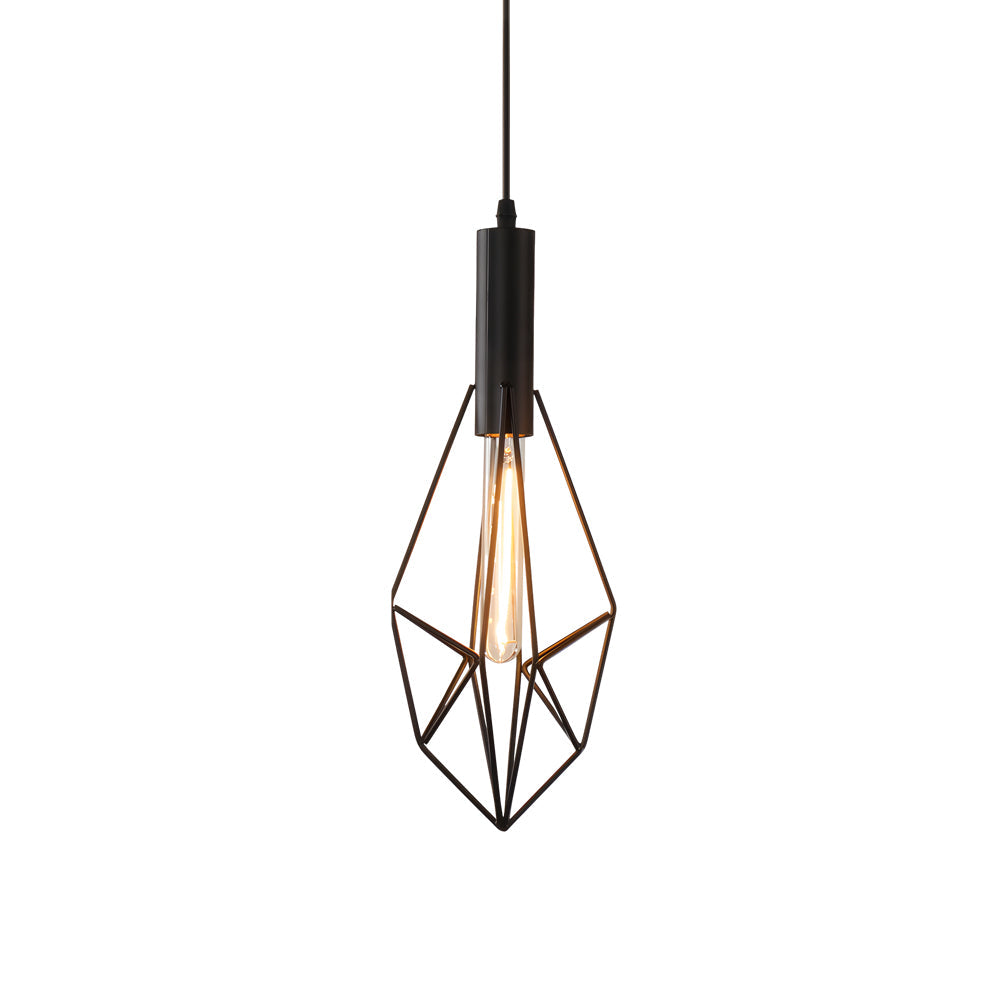 Vintage Black Wire Geometric Pendant Light for Dining Room or Kitchen