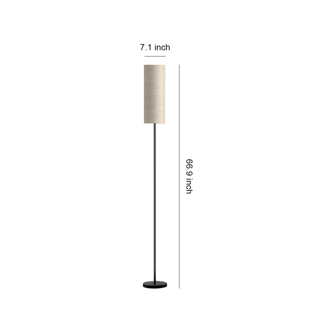 Artistic Black Wrought Iron Floor Lamp with Linen Shade for Living Room