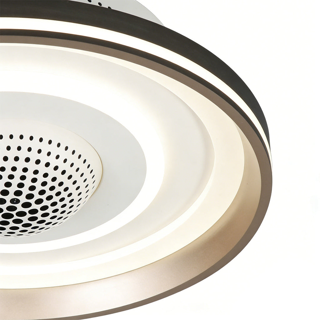 Modern Bladeless Round LED Ceiling Fan with Stylish Light Fixture, White