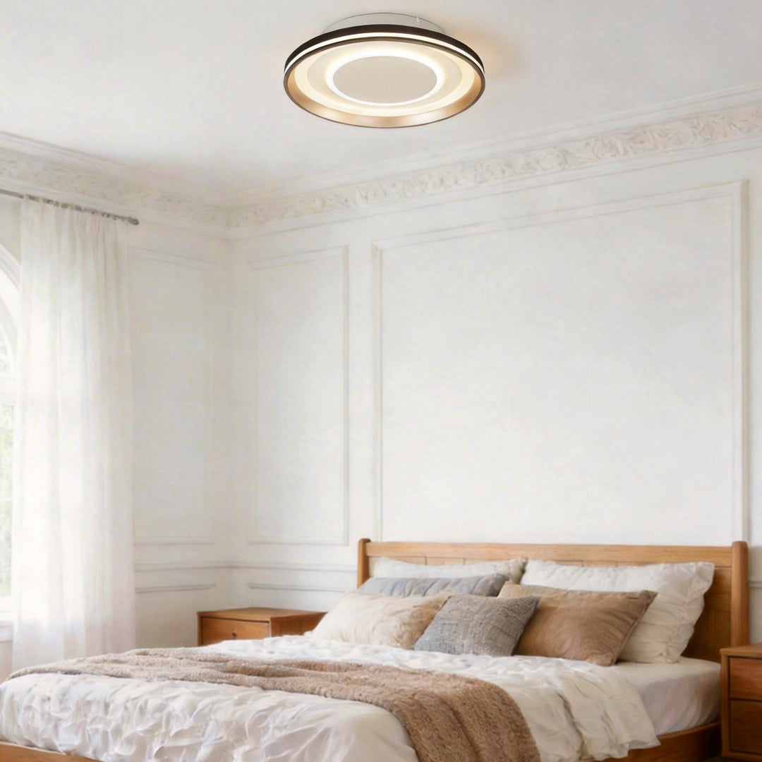 Modern Bladeless Round LED Ceiling Fan with Stylish Light Fixture, White