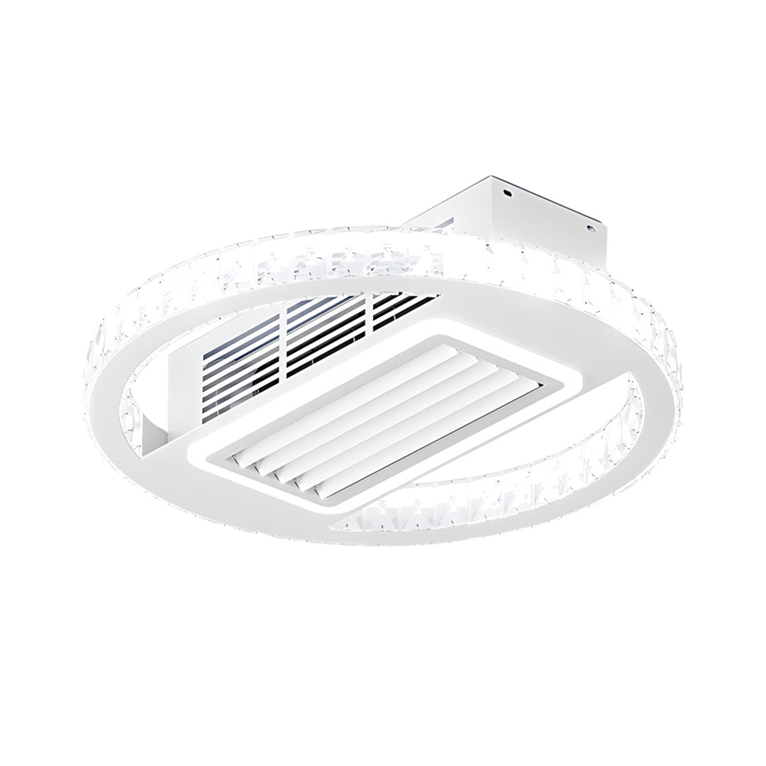 Sleek White Bladeless Fan Lamp with 6-Speed Dimmable LED for Home Decor