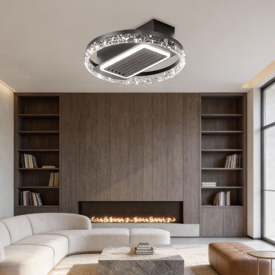 Sleek White Bladeless Fan Lamp with 6-Speed Dimmable LED for Home Decor