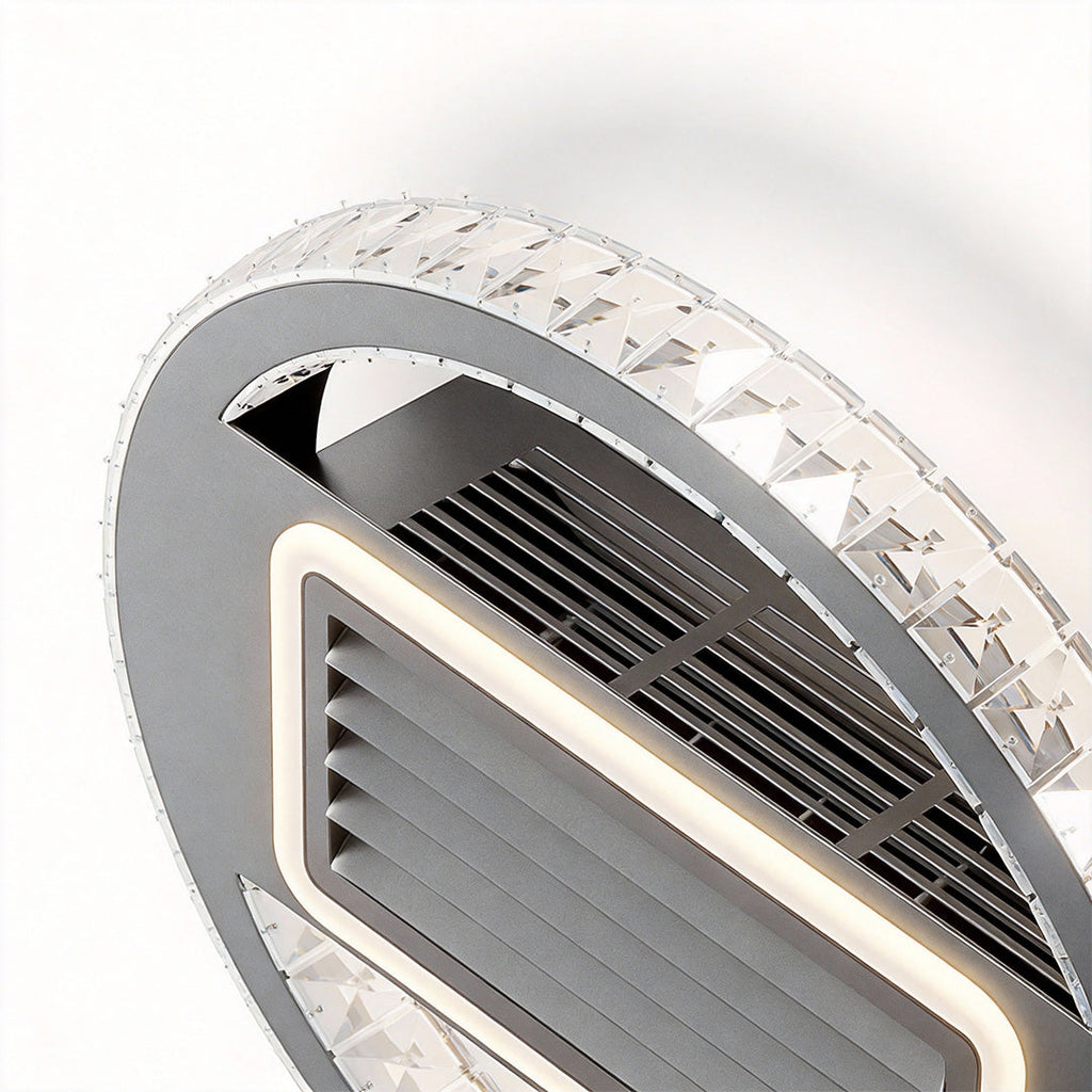 Sleek White Bladeless Fan Lamp with 6-Speed Dimmable LED for Home Decor
