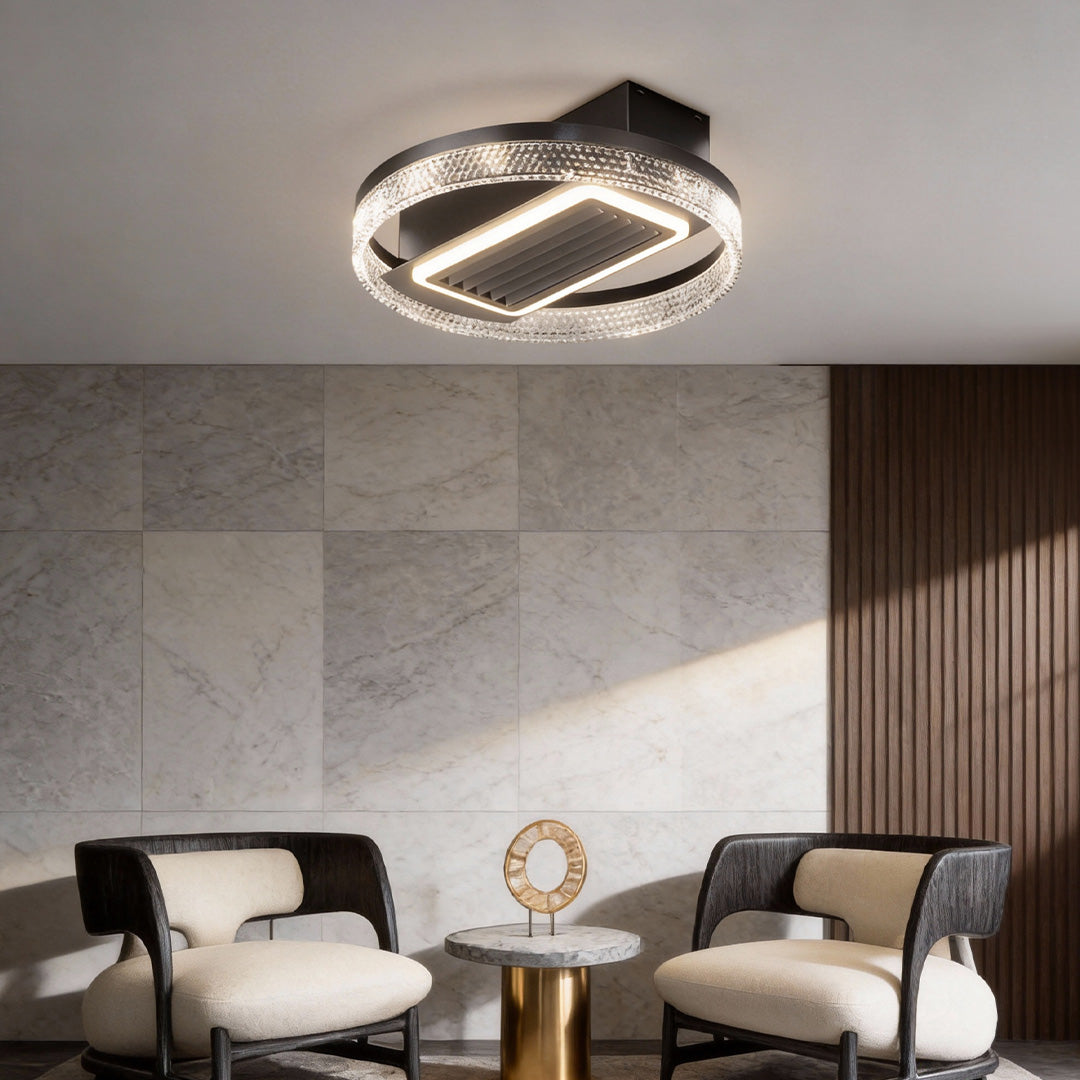 Sleek White Bladeless Fan Lamp with 6-Speed Dimmable LED for Home Decor