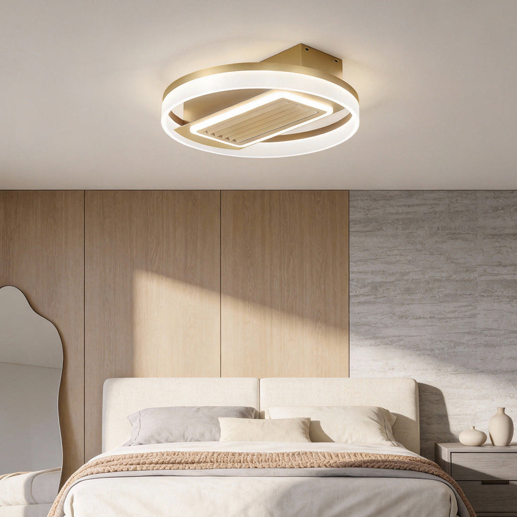 Sleek White Bladeless Fan Lamp with 6-Speed Dimmable LED for Home Decor